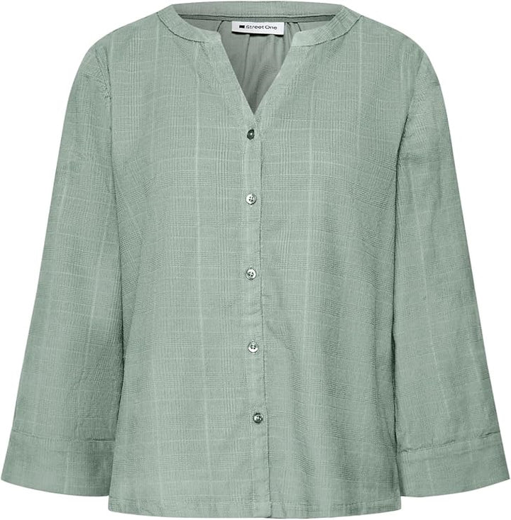 Corduroy splitneck blouse w em – Eucalyptus Green 