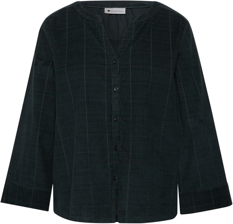 Corduroy splitneck blouse w em – Stormy Green 