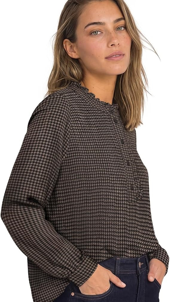 Tunic blouse w ruffle details – Sanded Amber 