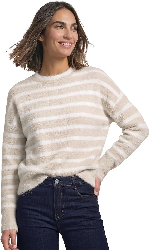 fluffy stripe sweater – Clay Sand 