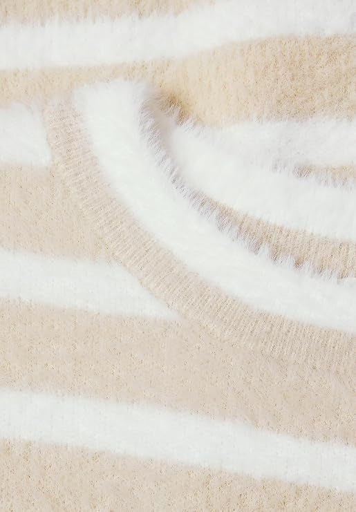 fluffy stripe sweater – Clay Sand 