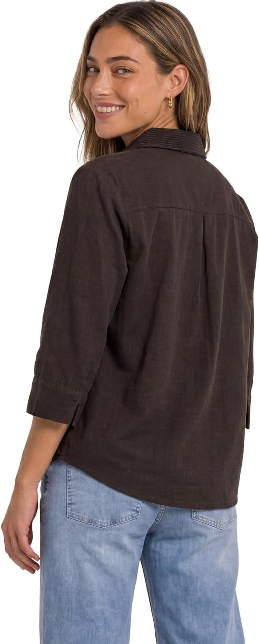 LTD QR Corduroy Mix shirtcolla – Black Coffee 
