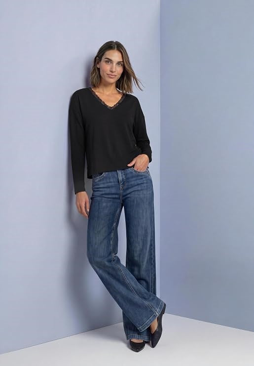 LTD QR soft shirt w.lace colla – Black 