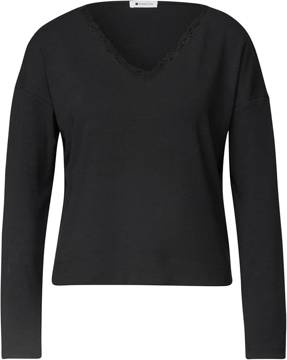 LTD QR soft shirt w.lace colla – Black 