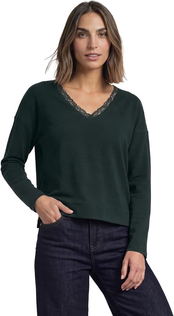 LTD QR soft shirt w.lace colla – Stormy Green 