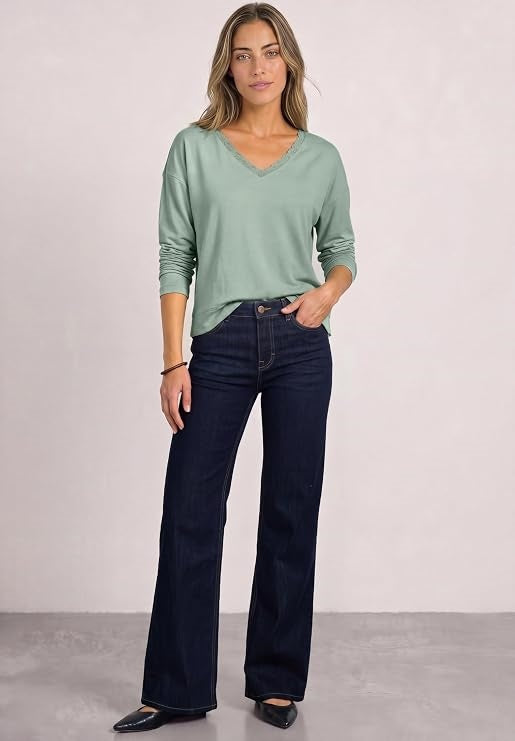 LTD QR soft shirt w.lace colla – Eucalyptus Green 