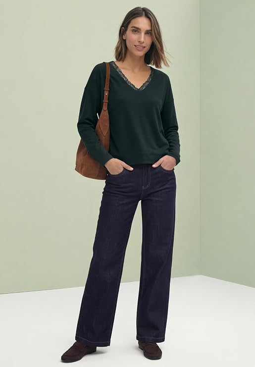 LTD QR soft shirt w.lace colla – Stormy Green 