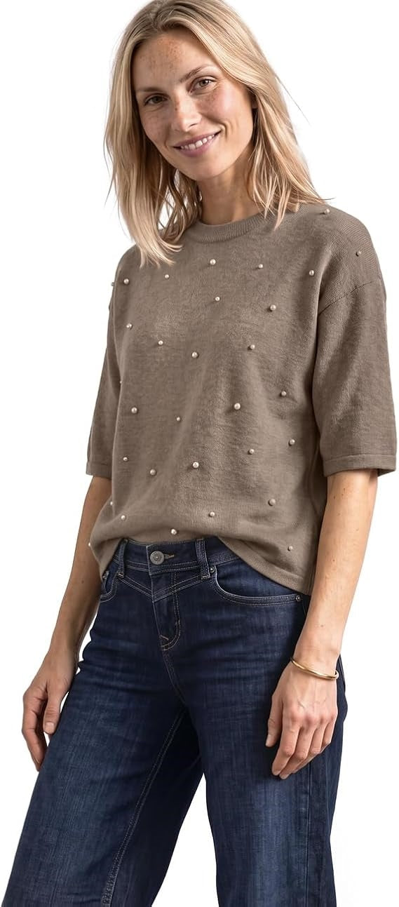 LTD_QR_3/4 sleeve sweater_bead – Sanded Amber Mel. 