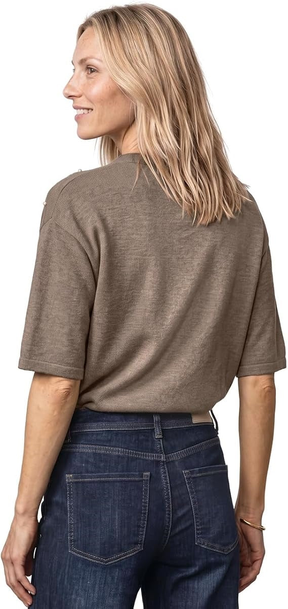 LTD_QR_3/4 sleeve sweater_bead – Sanded Amber Mel. 