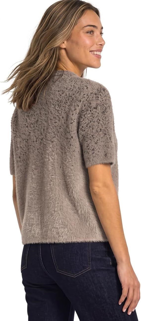fluffy short jacquard cardi