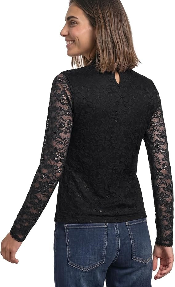 LTD QR lace turtle neck shirt – Black 