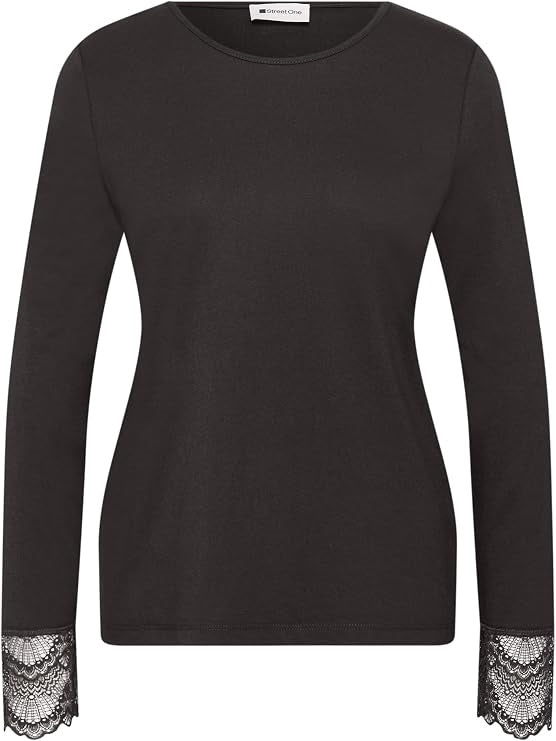 EOS_Shirt w. lace at sleeves – Black Coffee 