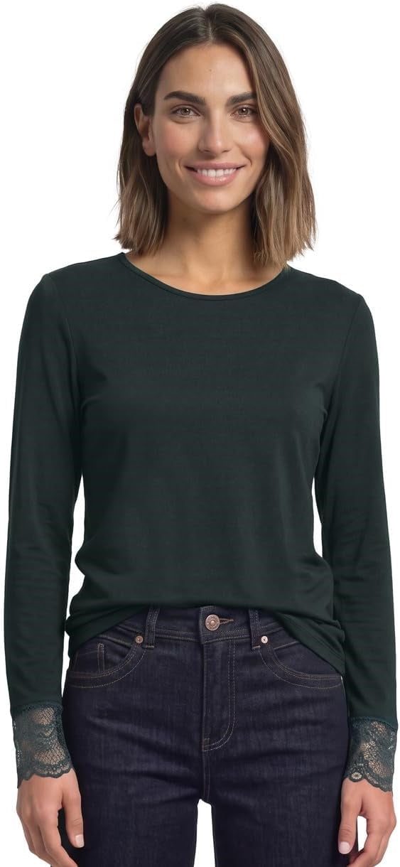 EOS_Shirt w. lace at sleeves – Stormy Green 