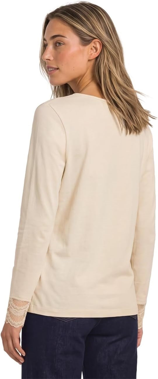EOS_Shirt w. lace at sleeves – Pure Beige 
