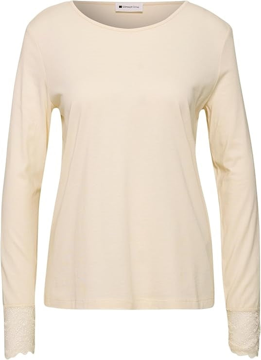 EOS_Shirt w. lace at sleeves – Pure Beige 