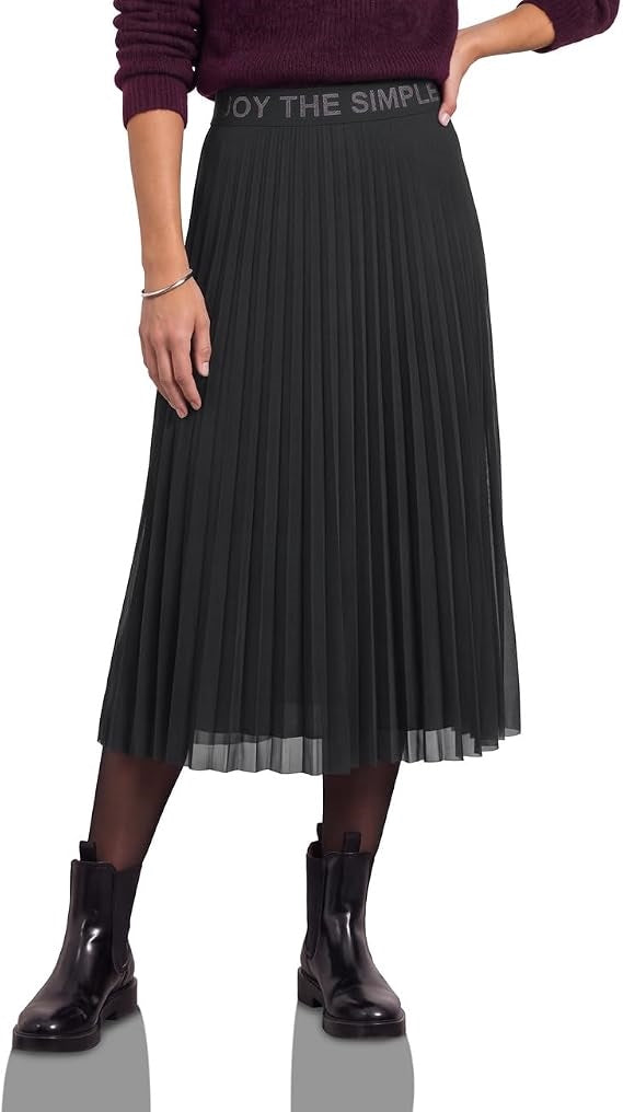 Mesh PlissÃ©e skirt_solid – Black 