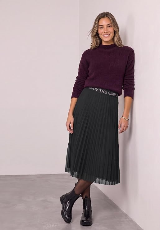 Mesh PlissÃ©e skirt_solid – Black 