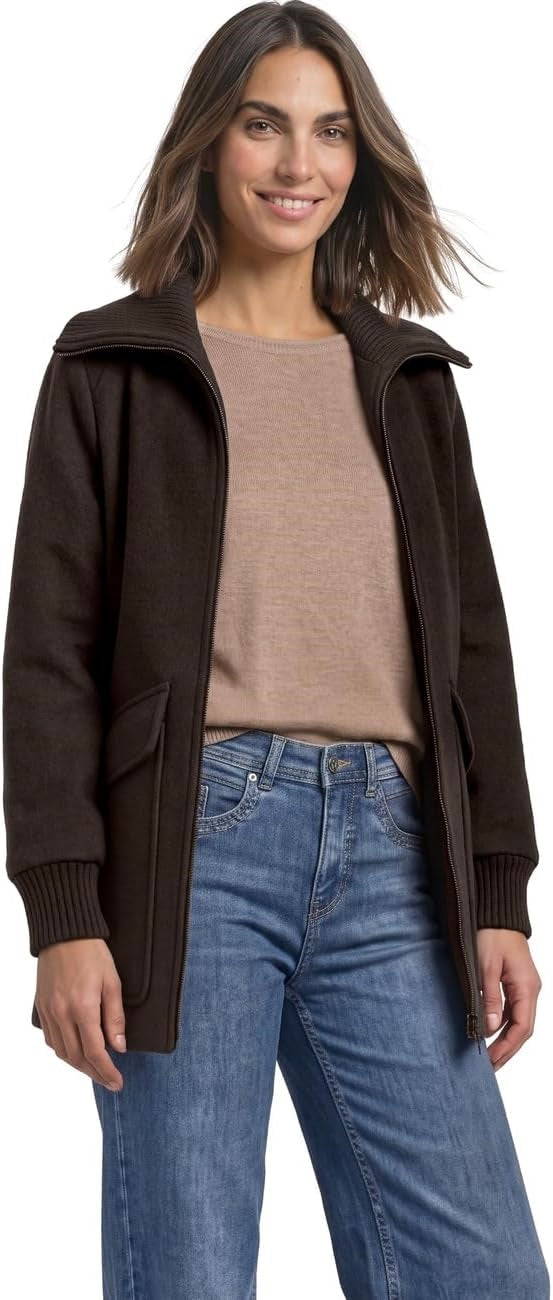 LTD QR Wool Coat w. Knitted St – Auburn Brown 