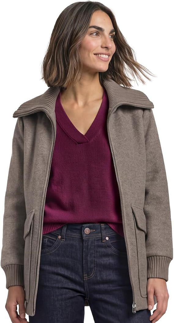 LTD QR Wool Coat w. Knitted St – Muddy Mocha Melange 
