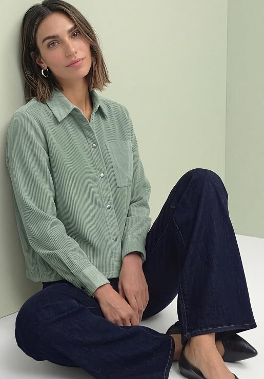 LTD QR Courduroy mix shirtcoll – Eucalyptus Green 