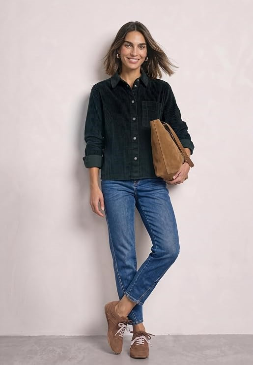 LTD QR Courduroy mix shirtcoll – Stormy Green 
