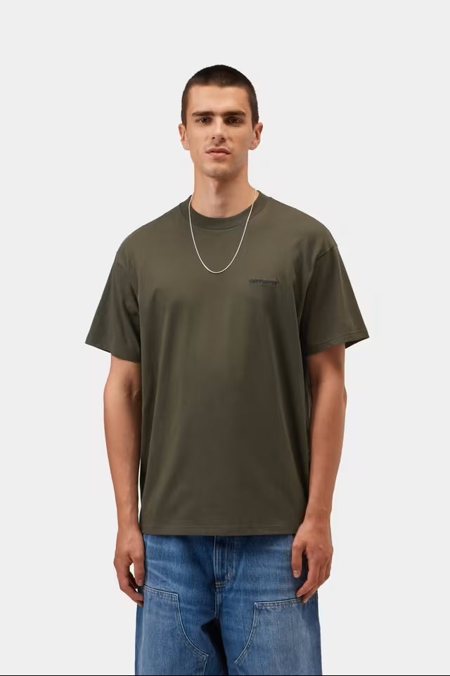 Script Embroidery T-Shirt Cypress/Black