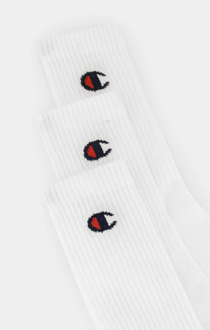 3 pk Crew Socks White