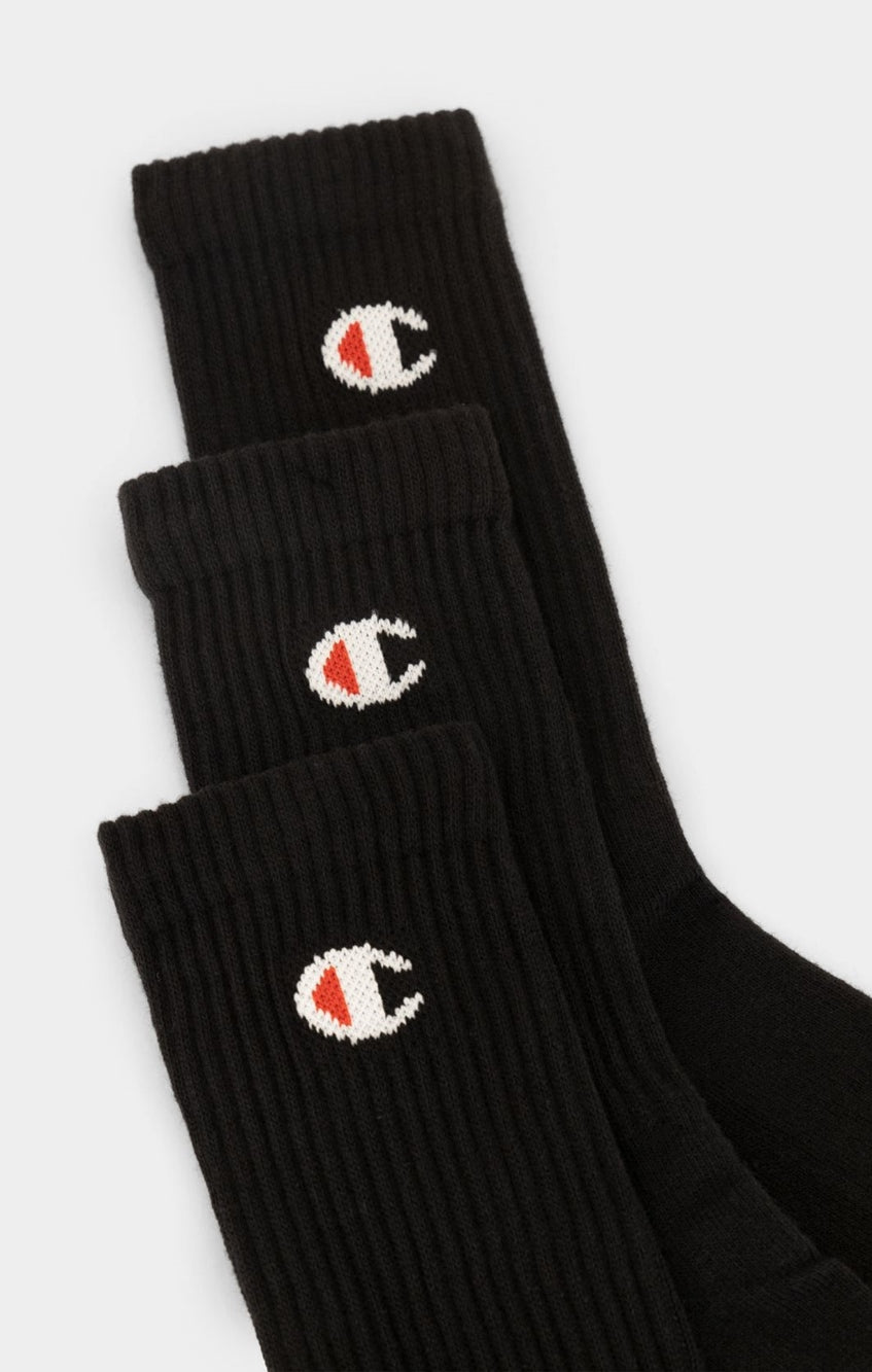 3 pk Crew Socks Black