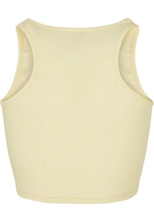 Ladies Cropped Rib Top Yellow