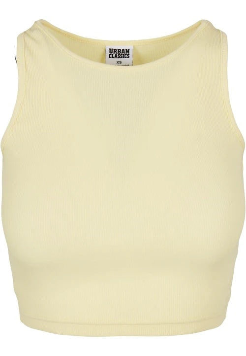 Ladies Cropped Rib Top Yellow