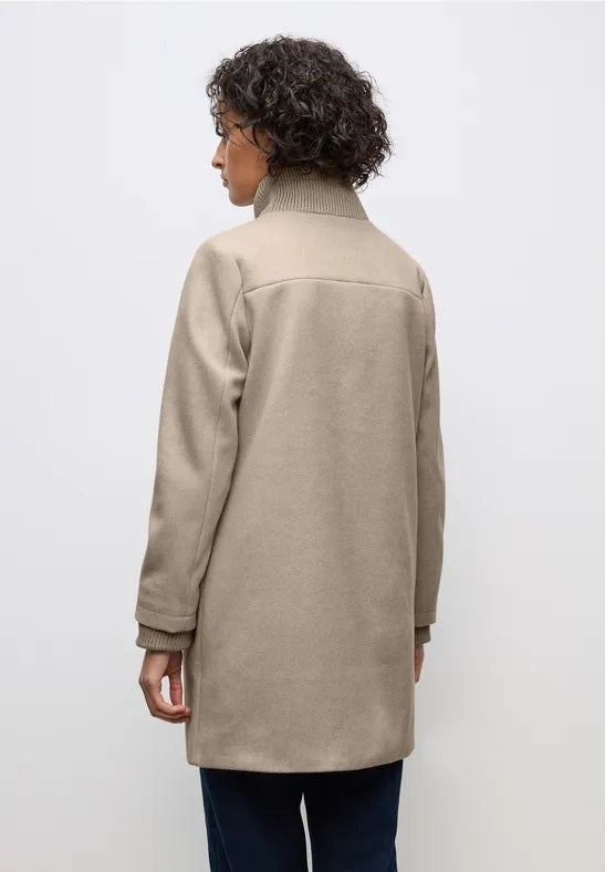 LTD QR Coat w. Knit Details – Soft Sand Melange 