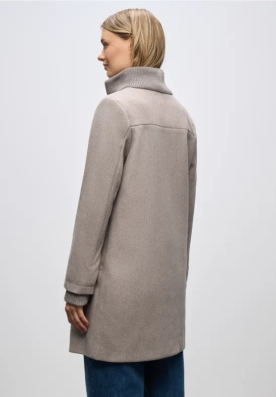 LTD QR Coat w. Knit Details – Sand Mocca Melange 