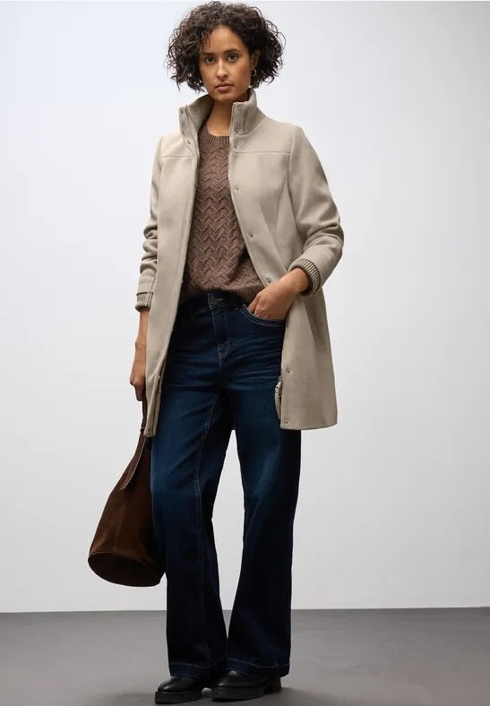 LTD QR Coat w. Knit Details – Soft Sand Melange 