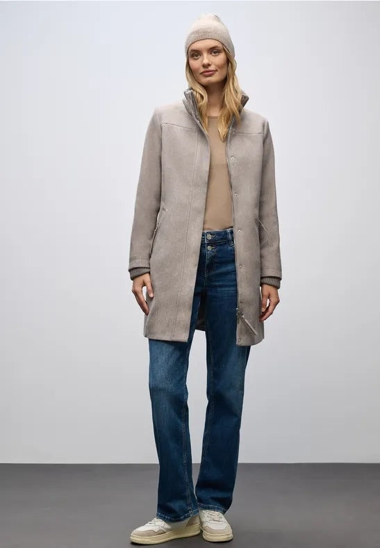 LTD QR Coat w. Knit Details – Sand Mocca Melange 