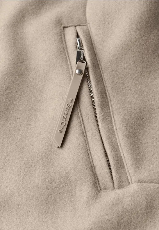 LTD QR Coat w. Knit Details – Soft Sand Melange 