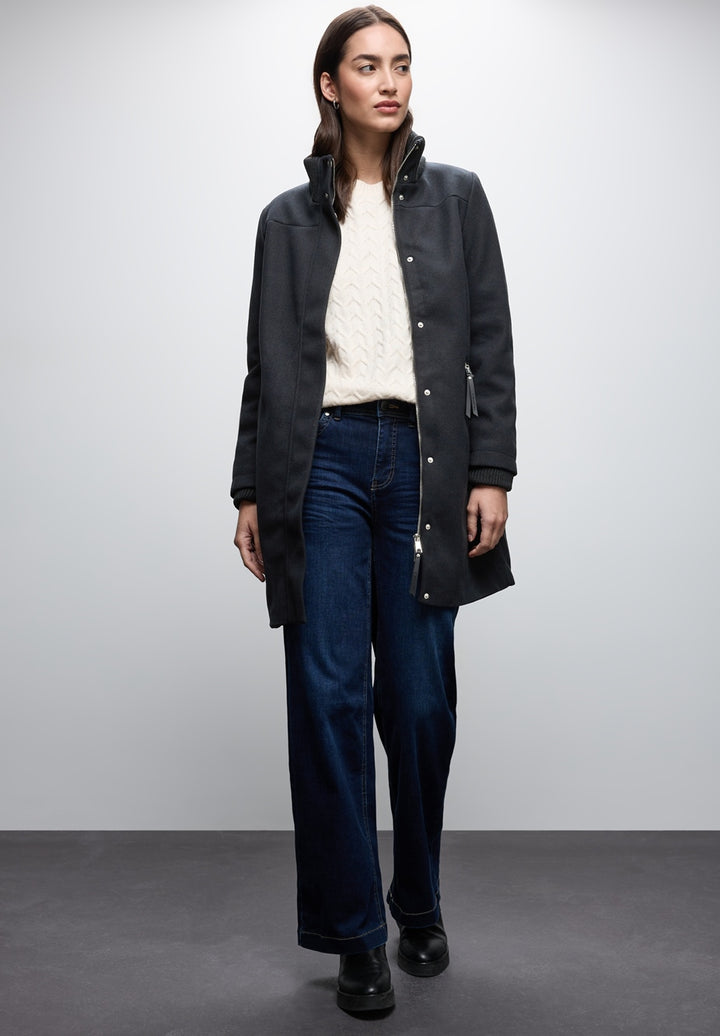 LTD QR Coat w. Knit Details – Obsidian Blue 