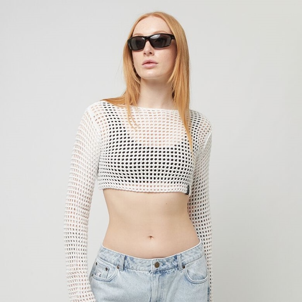 Retro Crochet Crop LS White